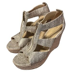 Michael Kors Zip Front Wedge Sandals Size 9 NWOT